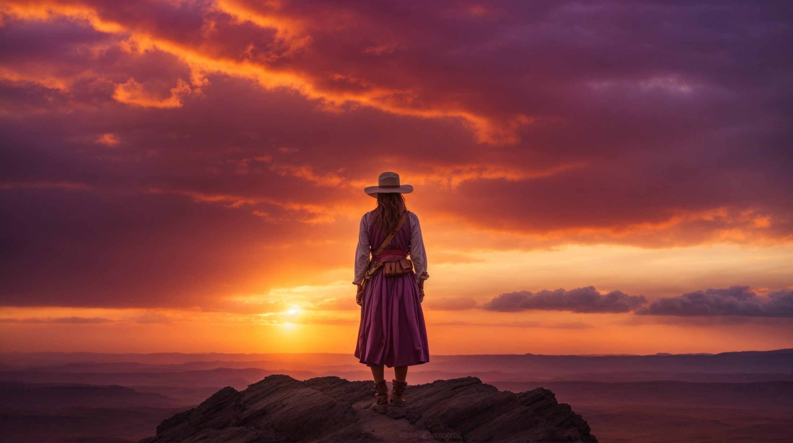 A lone pioneer standing on the edge of an uncharted wilderness